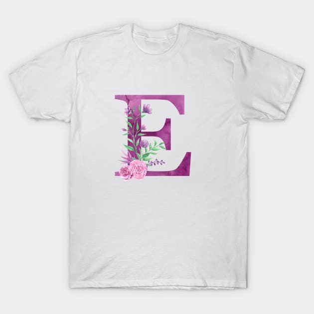 Floral Monogram E Beautiful Rose Bouquet T-Shirt by floralmonogram